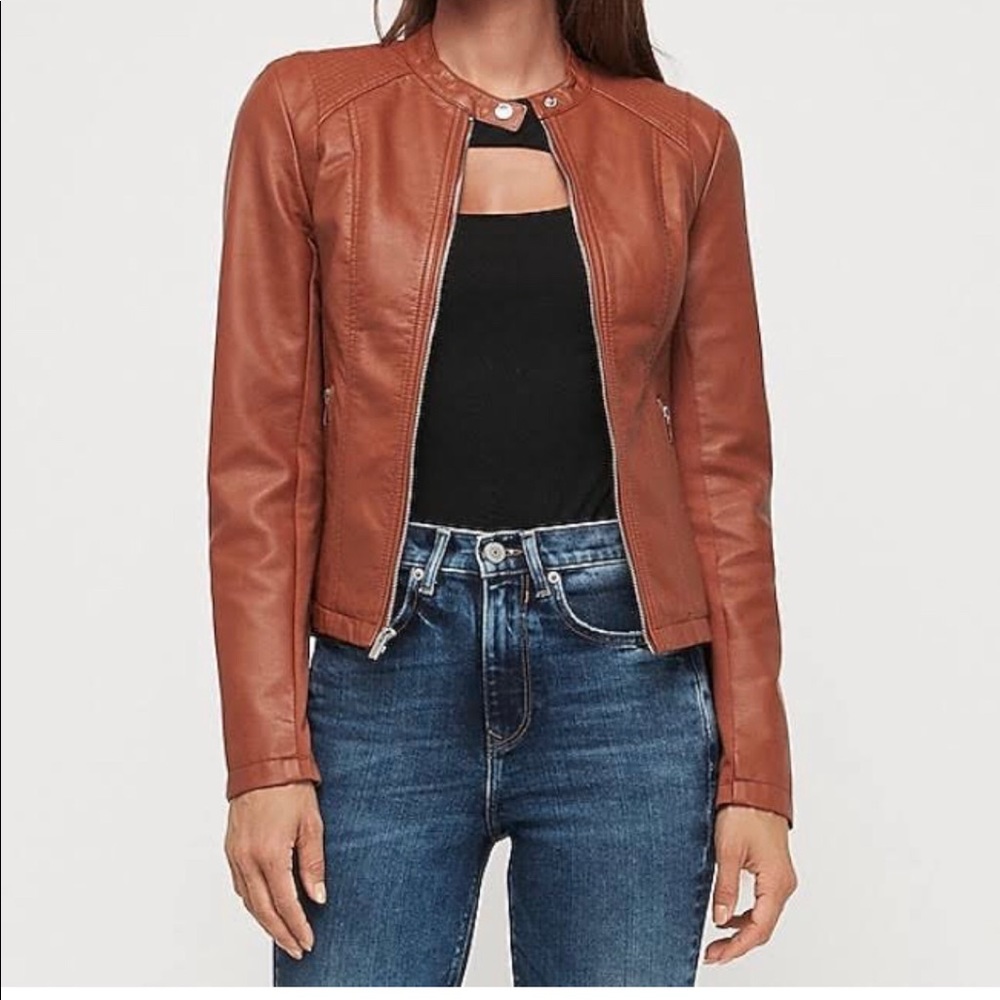 NWT Never Worn Brown Vegan Leather Express Jacket